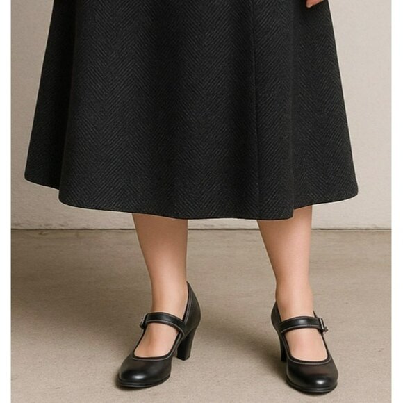 Mootsie Tootsie Moartstars Black Leather Mary Jane Heels 3" Heel Size 8M Comfort - Picture 1 of 9